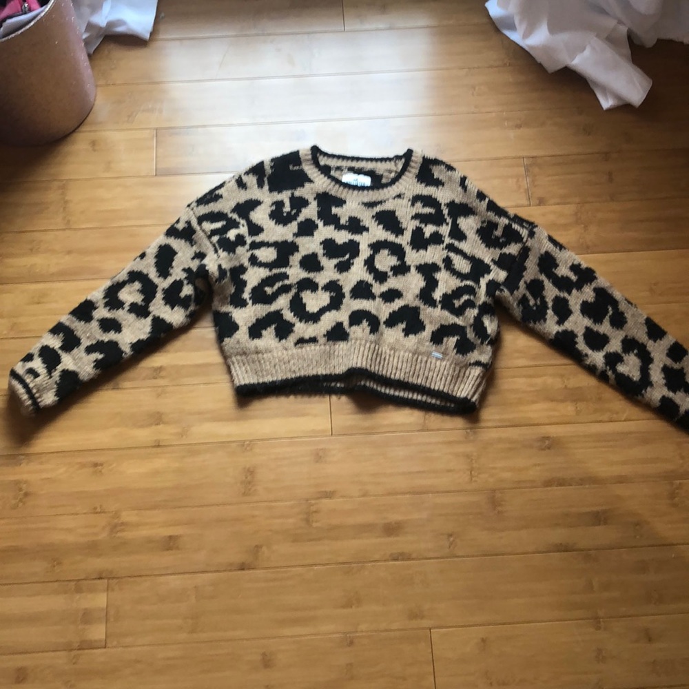 Cheetah print cozy cropped sweater